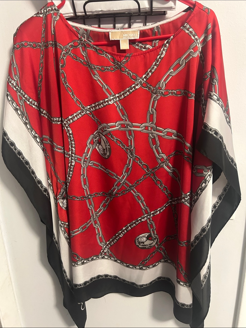 Michael Kors Red Chain-Print Tunic with Black & White Trim